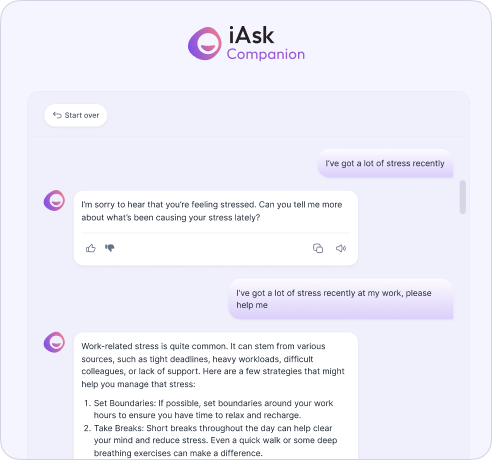 Screenshot of Companion conversation